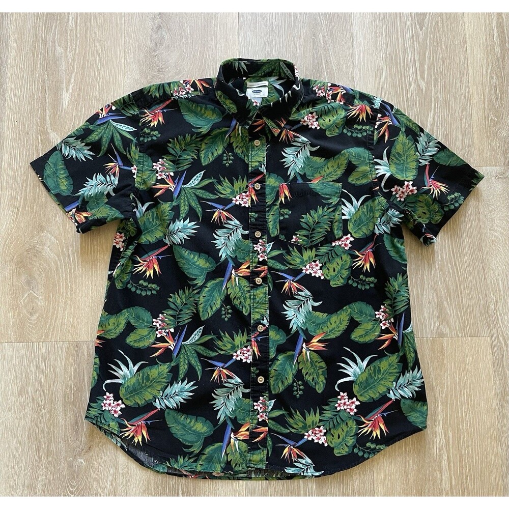 Old Navy Button Down Shirt Men’s Large Hawaiian Shirt Regular fit|Coupe Standard